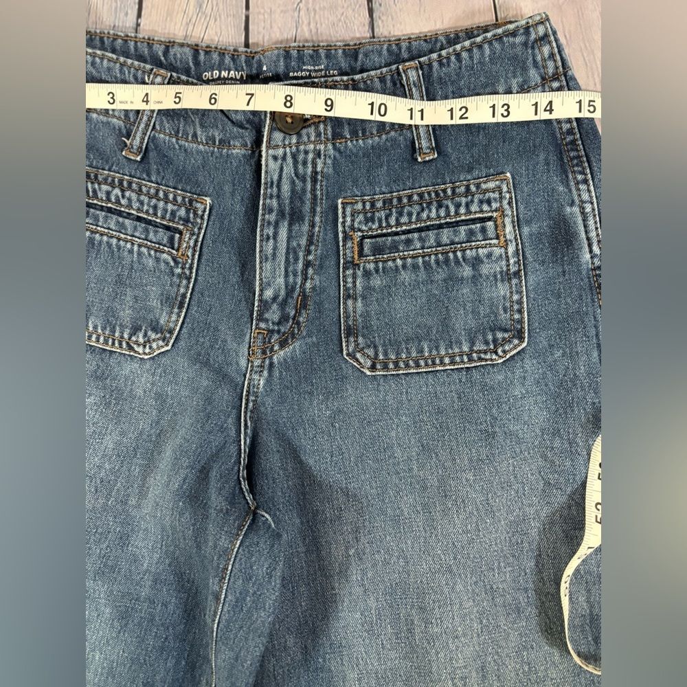 Old Navy Medium Rinse High Rise Nautical Beach Classic Preppy Wide Leg Jeans 4P - Picture 7 of 9